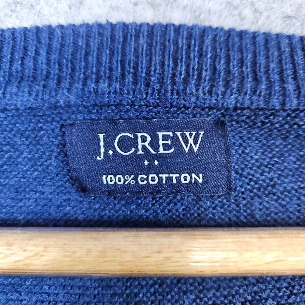 J Crew Men's Blue Crewneck Pullover‎ Sweater Size L 100% Cotton Warm Cozy Winter